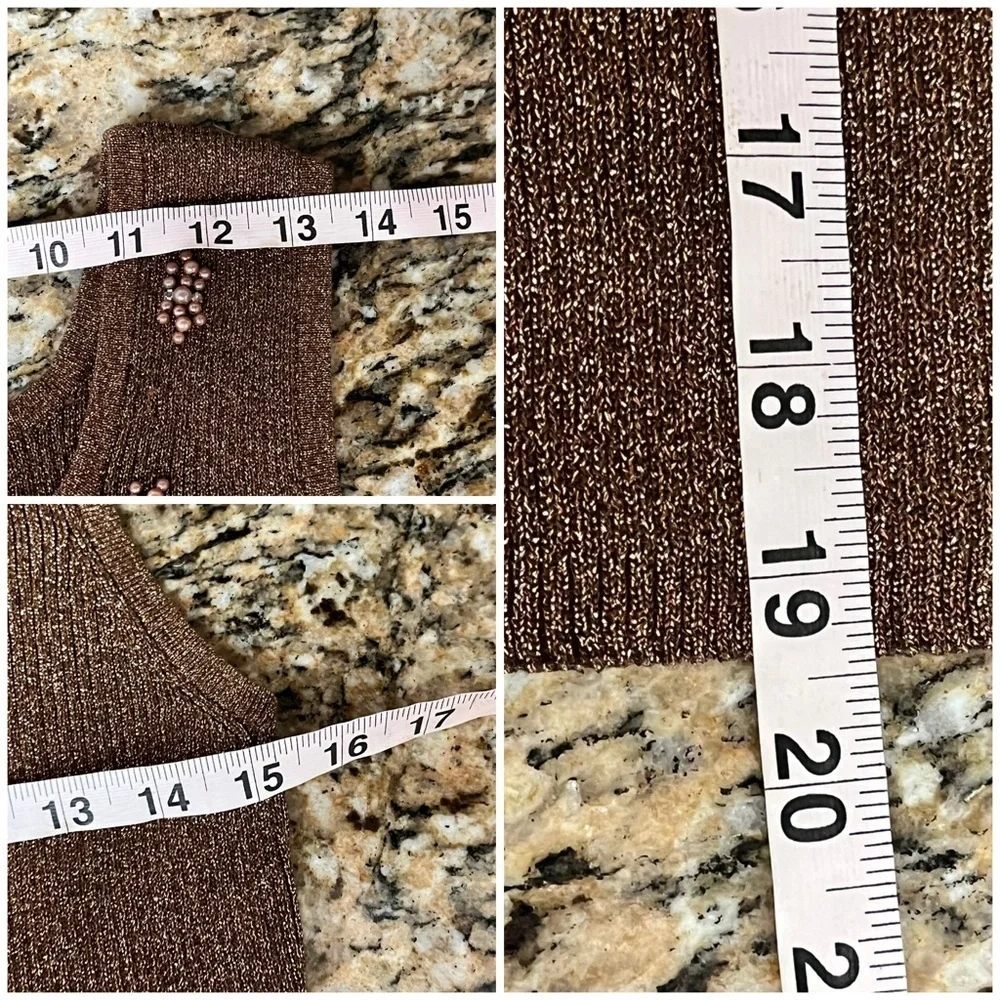 Vintage Just One Metallic Brown Gold Beaded Tank Top L | 80s Y2K Party Glam - Picture 6 of 10